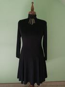 Moda Lux, sukienka czarna z koralikami, L/XL