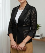 Elegancki koronkowy żakiet - czarny 42/xl