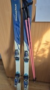 Narty Dynastar 06L 154cm+ wiązania Look Nowa 9 2,5-9 DIN + kijki 100cm