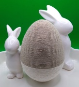 Jajko Egg Jajo styropianowe 15 cm sznurek beż ecru handmade