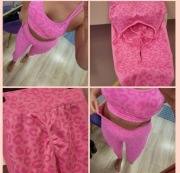 Komplet sportowy Fitness panterka róż śliczny