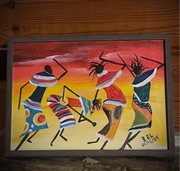 Afrykański obraz z Ghany sygnatura 3EL