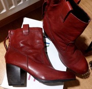 Akira skóra naturalna 39 kowbojki unikat bordo