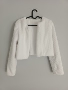 Białe ciepłe damskie bolerko 