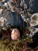 Ręcznie zdobiona drewniana pisanka