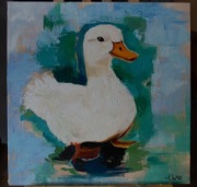 Obraz olejny kaczka
