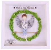 Pamiątka Chrztu Świętego Ramka 3D Anioł Stróż Rękodzieło Makrama Prezent