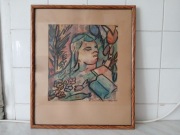 Stary obraz portret polski Melpomena Wygrzywalska ZPAP prl