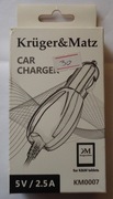 ŁADOWARKA SAMOCHODOWA KM0007 5V/2,5A 2,5x0,7x10mm 