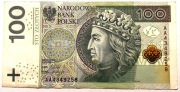 Banknot 100 zł 2012 rok unikat AA 4349258