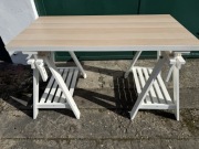 2 Kozły Ikea Mittback białe + blat Linnmon 100x60cm