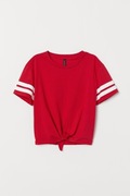 H&M DIVIDED czerwony top wiązany u dołu M