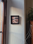 Mały pejzaż autorski obraz pastele olejne drewniana rama Gosia Bilińska 