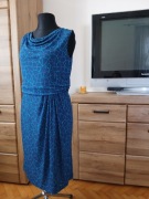 Elegancka sukienka Talbots granatowa z zielonym wzorkiem 