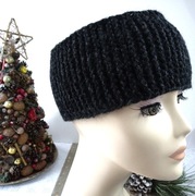 Opaska na głowę, szara opaska, rękodzieło