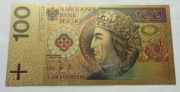 Banknot Pozłacany 100 zł. W. II Jagiełło 1994r.