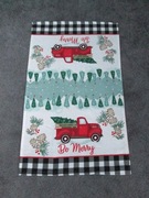 Nowy bawełniany ręcznik kuchenny ze świątecznym nadrukiem w choinki