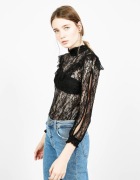 NOWE CZARNE SUPER BODY KORONKA BERSHKA 38 M