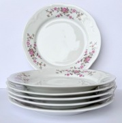 Talerzyki deserowe Włocławek róże vintage lata 70-80 komplet 6 sztuk retro