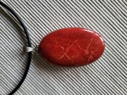 Naszyjnik zawieszka dwustronna czerwony koral masa perłowa - srebro