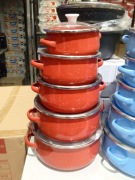 Zestaw czerwonych garnków emaliowanych  5 szt