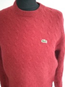 Lacoste Sweter Damski Czerwony R XS S Warkocz Wzór Wełniany Wełna