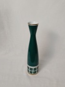 Wysoki wazon porcelanowy zielony ze złoceniami vintage
