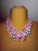 Naszyjnik szaro-różowy biżuteria artystyczna