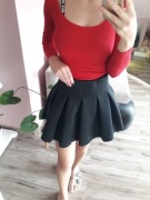 Krótka czarna spódniczka z pianki falbany piankowa spódnica Cinamoon XS 34