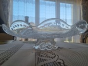 Patera szklana na nóżce duża 36cm z wytłaczanymi wisienkami z lat 70