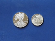 LIBEERTY - One Dollar + Half Dollar USA