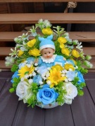 Stroik z bobasem  na grób dziecka niebieski dla aniołka na cmentarz 