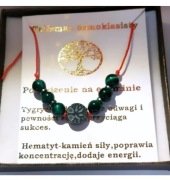 BRANSOLETKA TALIZMAN ÓSMOKLASISTY KAMIEŃ TYGRYSIE OKO HEMATYT PUDEŁKO 