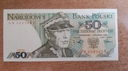 50zł 1988 Seria GW , stan UNC
