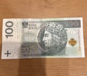Banknot 100zł  GK 3333345 2018r