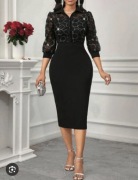 Sukienka Wieczorowa midi w cekiny M Czarna  Shein 