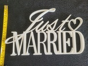 Just MARRIED, napis weselny, ozdoba