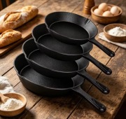ZESTAW PATELNI ŻELIWNYCH 14,16,20,26cm INDUKCJA OGNISKO GRILL GAZ PATELNIA