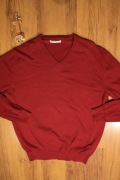 Sweter Canda r. L czerwony dekolt V męski bawełniany 