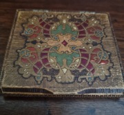 PRL- Stara drewniana papierośnica lata 50-precyzyjna i ciekawa dekoracja