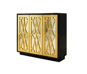 PIĘKNA KOMODA - BUFET- BAREK CZARNO ZŁOTO LUSTRZANA