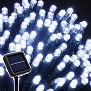 Lampki solarne 12m zimne białe światełka ledowe do ogrodu na balkon