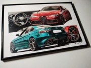 Alfa Romeo Giulia plakat rysunek prezent A3 42x30