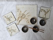 Ceramiczny zestaw do sushi dla 4 osób Żurawie