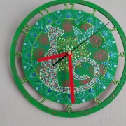 Zegar z kotem, rękodzieło, dot painting