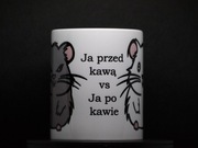 Kubek 330ml "przed kawą - po kawie" chomik, kawa, prezent
