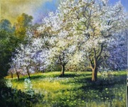 Obraz olejny Wiosna w sadzie 