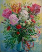 Kwiaty. Autorski obraz malowany na płótnie 40x50