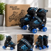 Wrotki Regulowane Dziecięce Roller Skates LED Rozmiar S Niebieskie