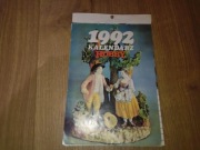 Kalendarz ścienny Hobby 1992 Agencja Artystyczna aRBa Łódź PRL Vintage